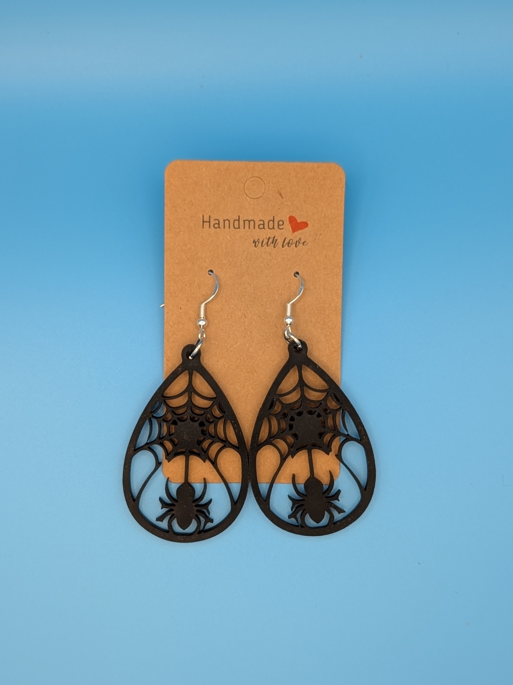 Black Spider Web Teardrop Earrings